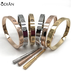 High Polished Stainless Steel PVD Plated Gold, Rose Gold, Steel <strong>Silver</strong> Screwdriver <strong>Bangles</strong> Women for love <strong>Men</strong> Bracelet <strong>Bangles</strong> - Product Image 3