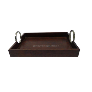 Bandeja de madera con mango de Metal para el hogar y el hotel vajilla artículo bandeja de quesos de madera bandejas - Product Image 3