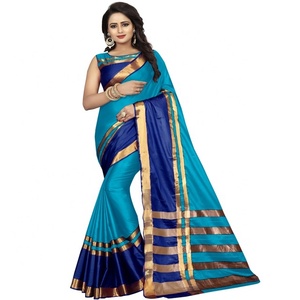 Self Designed Fashion Cotton Silk Saree (Firozi) ApparelGarment - Product Image 1