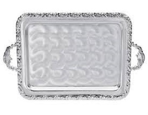 Bạc Mạ Đồng Thau Phục Vụ Khay Với Xử Lý - Product Image 2