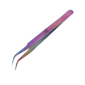 Meilleures ventes 2026 : Ensemble de pinces à extensions de cils en acier inoxydable arc-en-ciel, pointes droites et courbées pour le nail art - Product Image 3