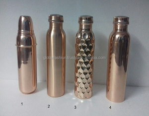 Haute qualité martelé à la main brillant 100% pur cuivre 750ml Vintage écologique réutilisable anti-dérapant bouteille d'eau Standard - Product Image 6