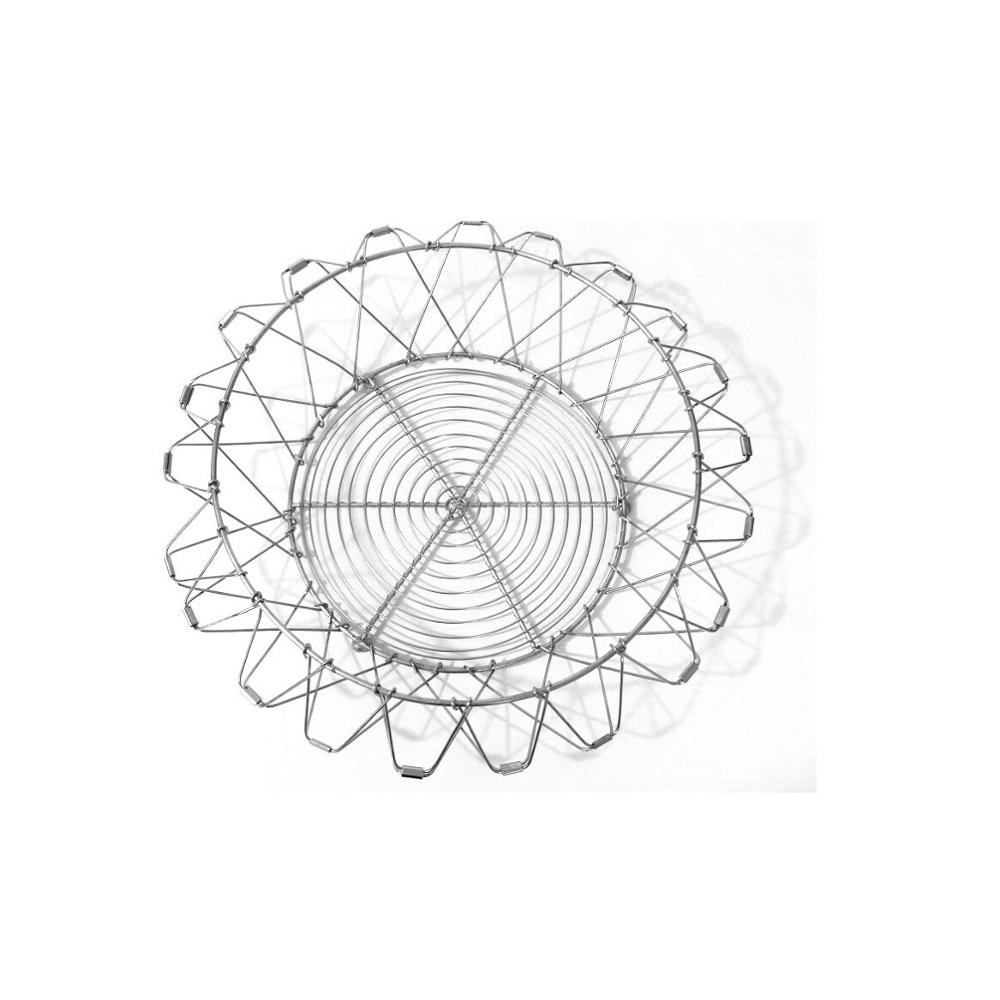 インド製ニッケル仕上げの手作り鉄線折りたたみバスケット