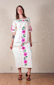 Magnifique robe brodée en coton pour femme, vêtements ethniques, coupe longue et confortable, avec manches à cloches, style mexicain, Boho, tendance, tenue populaire - Product Image 3