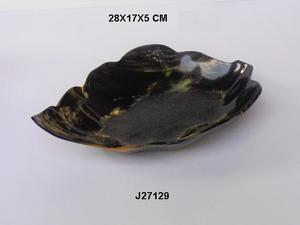 Cuenco de cuerno de Búfalo con forma de hoja, artesanías naturales para servir ensaladas, precio al por mayor - Product Image 2