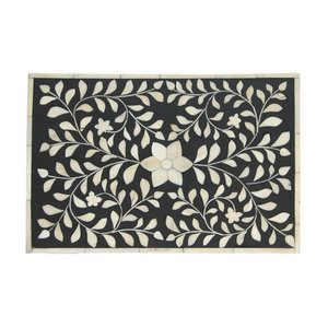 Bandeja decorativa con incrustaciones de mármol artesanal con diseño floral Ideal para servir o exhibir elegantes - Product Image 1