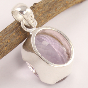 La plata esterlina 925 sólida elegante colgante de amatista Natural Checker facetado gemas - Product Image 2