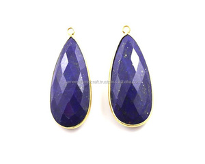 925 argent Sterling naturel Lapis Lazuli perlé à la main lunette connecteur composant de bijoux pour collier et bracelet assembler - Product Image 2