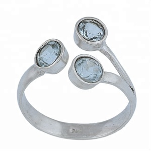 Anillo de Plata de Ley 925 con Topacio Azul, Diseño Hermoso, Engaste de Bisel Hecho a Mano, Joyería de Moda para Boda, Aniversario, Compromiso - Product Image 2