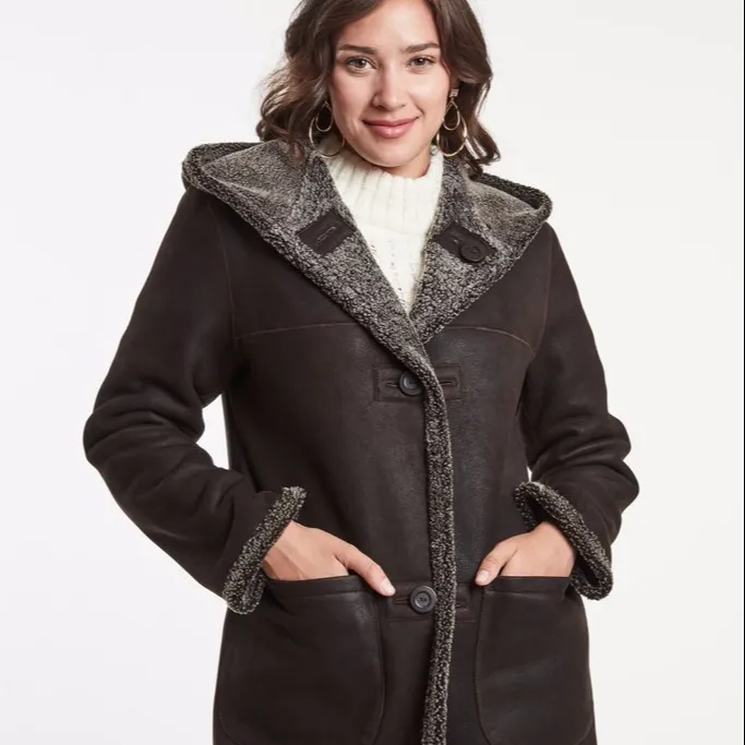 Fashion Design Long Coat 100% Sheepskin Fur Coat for Women Genuine Leather Shell Garment DYED Overcoat,poncho