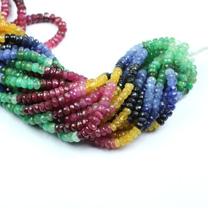 Fabricant de perles de pierres précieuses en saphir naturel en vrac de haute qualité, perles de pierre de haute précision à facettes multi-rondelles - Product Image 1