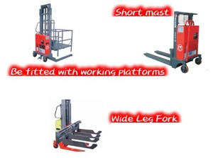Garantie 400kg 1100mm fourche réglable semi-alimenté mini chariot élévateur électrique gerbeur de palettes et avec table - Product Image 4