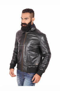 Chaqueta de cuero puro real para hombres 100% cuero genuino del más alto grado todos los tamaños grano completo buena calidad - Product Image 2