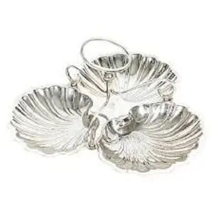 铝金属银透明设计师装饰花式奢华独特串珠叶形状3连接套装碗