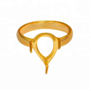 แหวนเปล่าประดับอัญมณีทรงลูกแพร์ชุบทอง925เงินแท้สำหรับทุกเพศผู้ผลิตขายส่งโดย CDP - Product Image 1