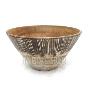 Cuenco de madera sostenible con detalles de metal, ensalada de mango y acacia/cuenco de sopa | Vajilla ecológica para eventos y cenas - Product Image 1