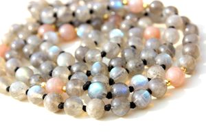 Collier de pierres précieuses Labradorite, 108 perles de Mala, cristal de guérison, bijoux de Yoga, pierre précieuse - Product Image 4