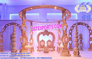Mandap de mariage en bois avec base en forme d'éléphant, magnifique mandap de mariage en bois, design de mandaps de mariage hindou pour le Royaume-Uni et l'Australie - Product Image 2