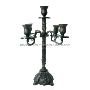 เทียนอินเดียขนาดใหญ่ที่ทำด้วยมือยืน5แขน Candelabra - Product Image 4