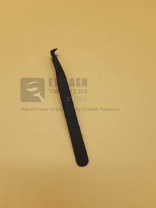 Pince à épiler japonaise en acier inoxydable noire mate avec logo personnalisé, pointe pointue, durable, vente en gros - Product Image 5