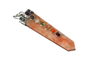 <b>Crystal</b> Pendant Sun Stone Flat Pendant <b>Healing</b> Stone Gemstone Flat Pencil <b>Crystal</b> Gemstone Agate Necklace Wholesaler - Product Image 2