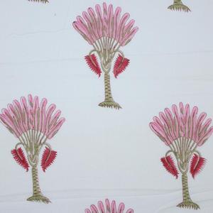 Tay Tự Nhiên Nhuộm Bông Mềm Voile Vải Ấn Độ Tay Khối In Với Màu Hồng Cây Cọ Mô Hình - Product Image 5