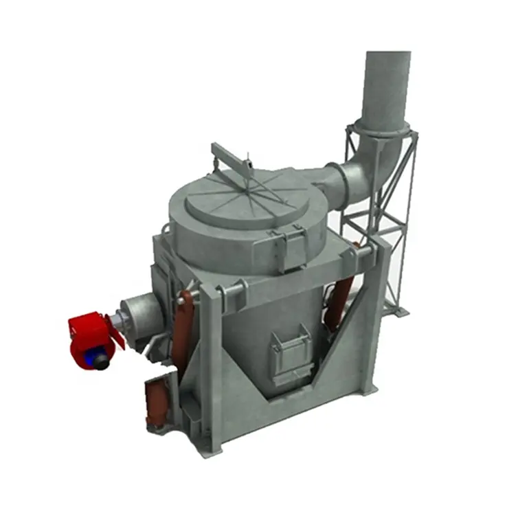 Brass Melting Crucible Furnace 200 Kgs Capacity Gas Fired Fuel Furnace With Hydraulic Tilting Technology Available