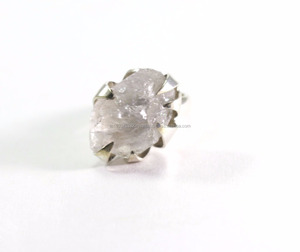 Natural White Crystal Rough Gemstone Handmade Bezel <b>Set</b> Ethnic Style IGI Certified 925 Sterling <b>Silver</b> <b>Ring</b> Jewelry Wholesale - Product Image 2