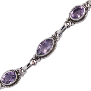 สร้อยข้อมือพลอยอเมทิสต์สีม่วงเครื่องประดับเงินสเตอร์ลิงทำด้วยมือกำไลข้อมือเงิน925เพชรขายตรง - Product Image 2