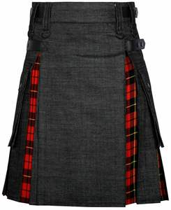 Kilt de style écossais en cuir noir avec plusieurs caractéristiques utilitaires - Product Image 5