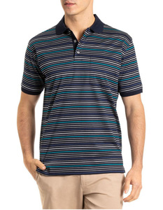Polo d'été pour hommes coupe ajustée design de base avec broderie logo rayure imprimé coton à manches courtes golf décontracté nouvel arrivage - Product Image 1