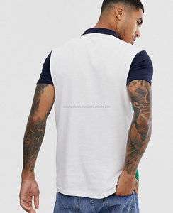 Polo de sport imprimé avec logo personnalisé en vrac pour hommes, Polo en piqué design avec bloc de couleur vertical en polos blancs - Product Image 2