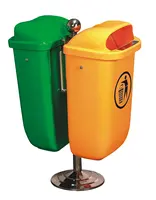 50Lグリーンスモールダブルビンプラスチックゴミ箱屋外スタンディング誘導タイプ環境にやさしい在庫ラウンド
