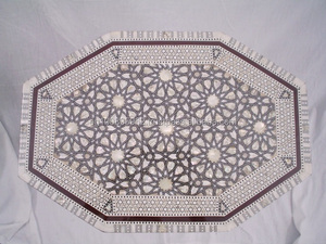 W4แม่ของเพิร์ลศิลปะฝังด้วยมือรูปแปดเหลี่ยม/โต๊ะกาแฟรูปไข่ - Product Image 3