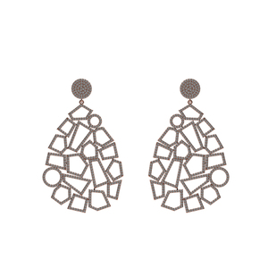 Pendientes de oro rosa de 14K con forma de pera de diamante, pendientes hechos a mano para mujer, Joyería de diamantes pavimentados - Product Image 1