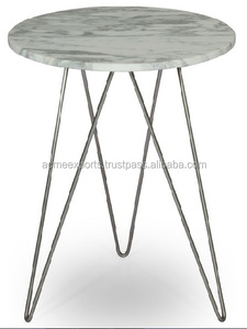 Table basse moderne en acier inoxydable forgé avec plateau en marbre rond pour la maison et le bureau pour le salon - Product Image 2