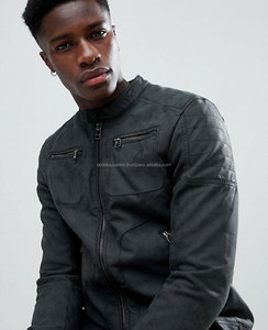 เสื้อโค้ทหนังมอเตอร์ไซค์เข้ารูปสำหรับผู้ชาย,สินค้ามาใหม่มีสไตล์หนังแกะและหนังแกะสำหรับผู้ชาย - Product Image 3