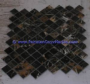 Carreaux de mosaïque en marbre poli or noir panier tissage octogone chevrons moulinet Design mur et sol pour cuisine et salle de bain - Product Image 5