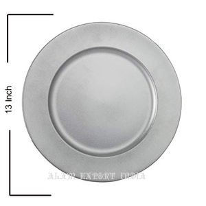 Placa de cargador de forma redonda con acabado plateado mate para decoraciones de mesa de boda y placa de Decoración de mesa para el hogar a precios aceptables - Product Image 1