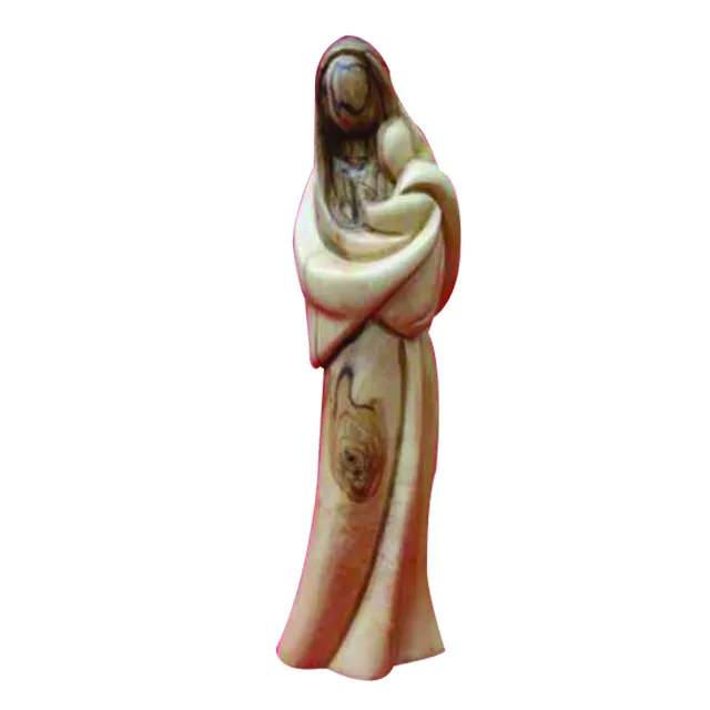 bethlehem olive wood Standing Mary with Baby / Modern/Mary and baby Jesus statue