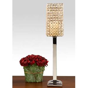 Nouvelle décoration de table dernière conception carré perles de cristal bougeoir avec tige en métal centres de table de mariage argent fini - Product Image 1