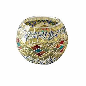 Bougeoir votif en verre mosaïque, porte-bougie dorée pour décoration de fête d'anniversaire - Product Image 6