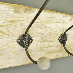 3 Móc Treo Bằng Gỗ, Treo Tường Trần <span class=keywords><strong>Vintage</strong></span> Coat Hook Với Núm Gốm - Product Image 2