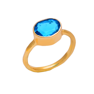 Genuino Tanzanita Cuarzo Piedra preciosa 925 Joyas de plata esterlina Anillo chapado en oro para mujeres, mayorista Fabricación Casa De Plata - Product Image 1