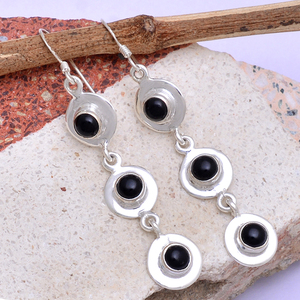 925 Sterling Silver <b>Dangle</b> <b>Earring</b> Genuine <b>Black</b> Onyx Designer Jewelry Handmade Fashionable Wedding <b>Earrings</b> for Women Low Price - Product Image 3