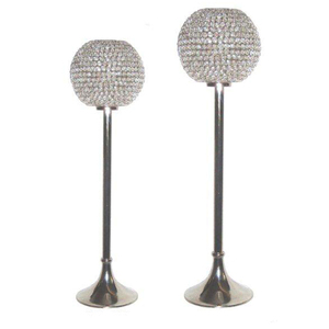 Newest Design Tall Size <b>Metal</b> Aluminum Crystal <b>Bowl</b> Clear Glass Crystal Beads Candle Holder for Wedding Centerpiece Decorations - Product Image 1