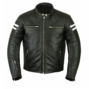 Rela chaqueta protectora de cuero estilo motocicleta para hombre, chaqueta de cuero puro para hombre - Product Image 1