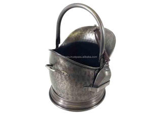 Nickel Plated Brass <b>Coal</b> Scuttle Made in India Wooden Storage Bucket for Household Cleaning - Product Image 6
