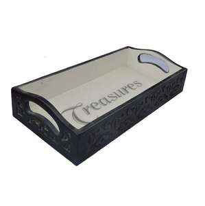 Bandeja de madera decorativa de lujo, con tallado a mano para exterior e impresión de pantalla con esmalte, funciona en el interior - Product Image 1