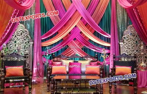 Escenario de Mehndi Musulmán, Camas Marroquíes Talladas, Diseño de Escenario para Bodas y Noches de Mehndi, Conjunto de Escenario Moderno para Mehndi, Malasia - Product Image 2